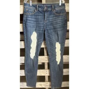 INC International Concepts Size 10 Skinny Leg Jeans Distressed Medium Wash